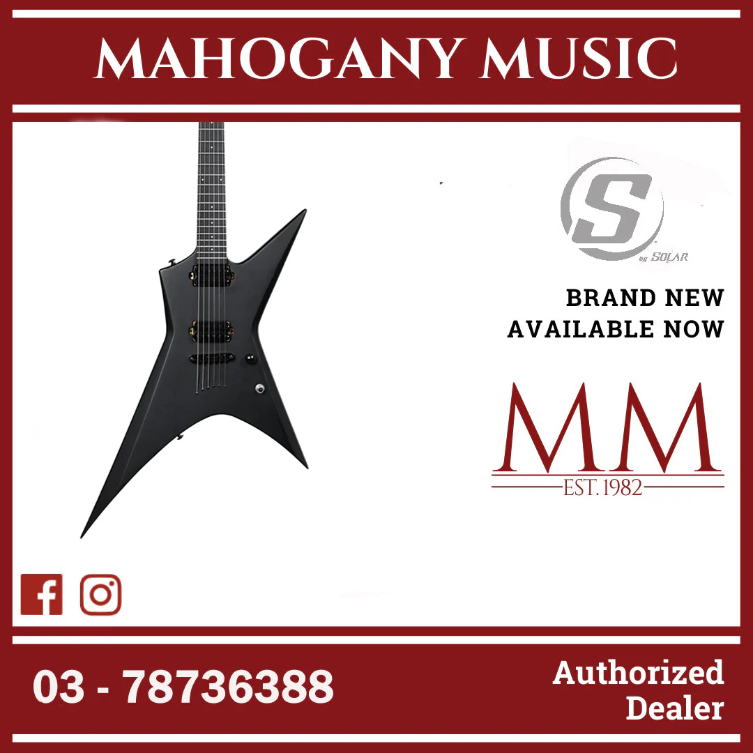 S by Solar XB4.6C Carbon Black Electric Guitar