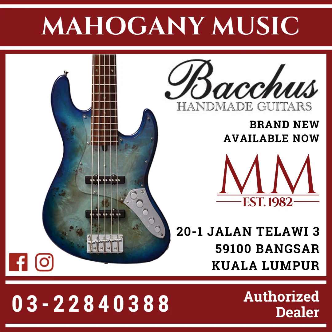 Bacchus WJB5-BP Act BL-B Blue Burst 5-String Active Bass