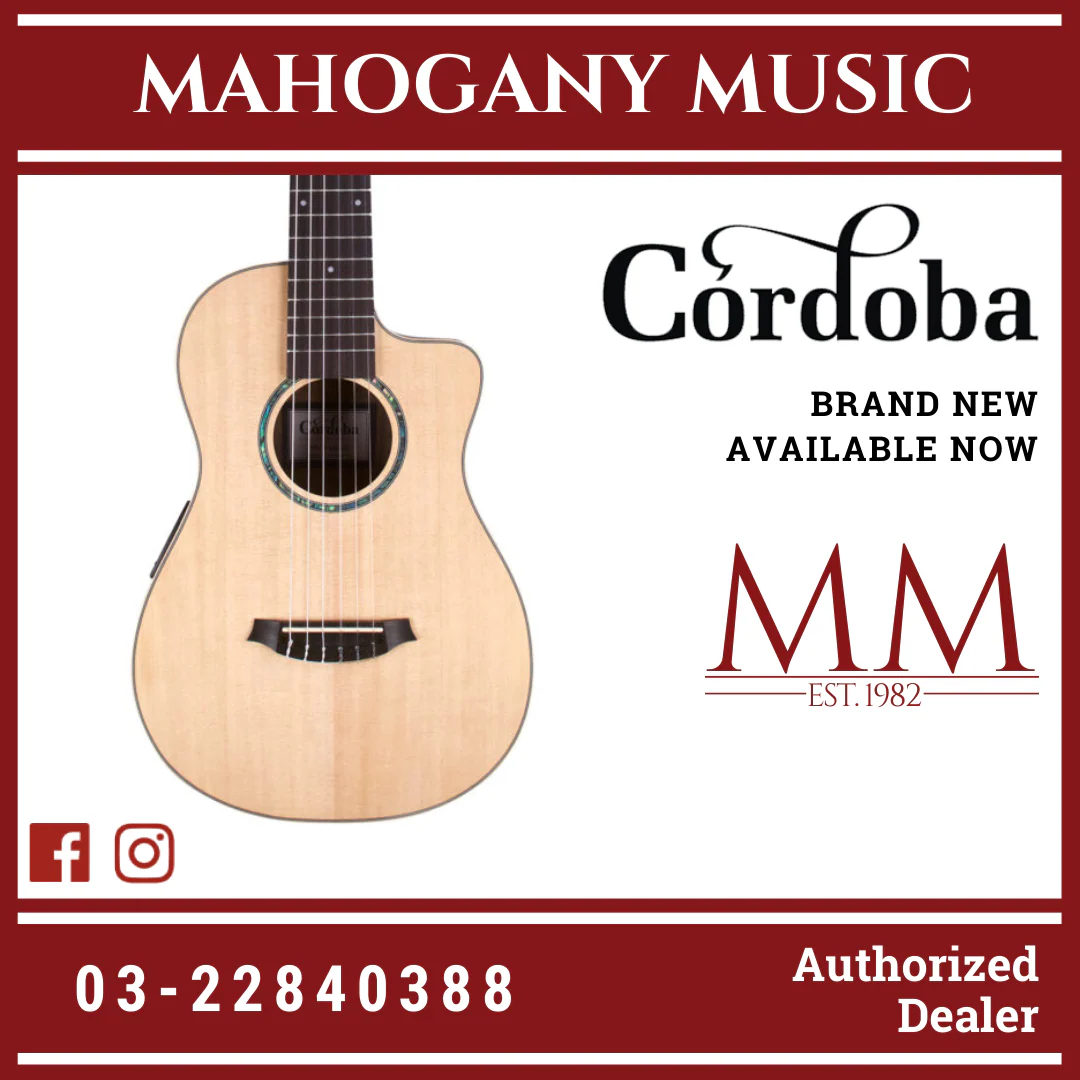 Cordoba Mini II EB-CE - Solid Spruce Top, Striped Ebony Back & Sides