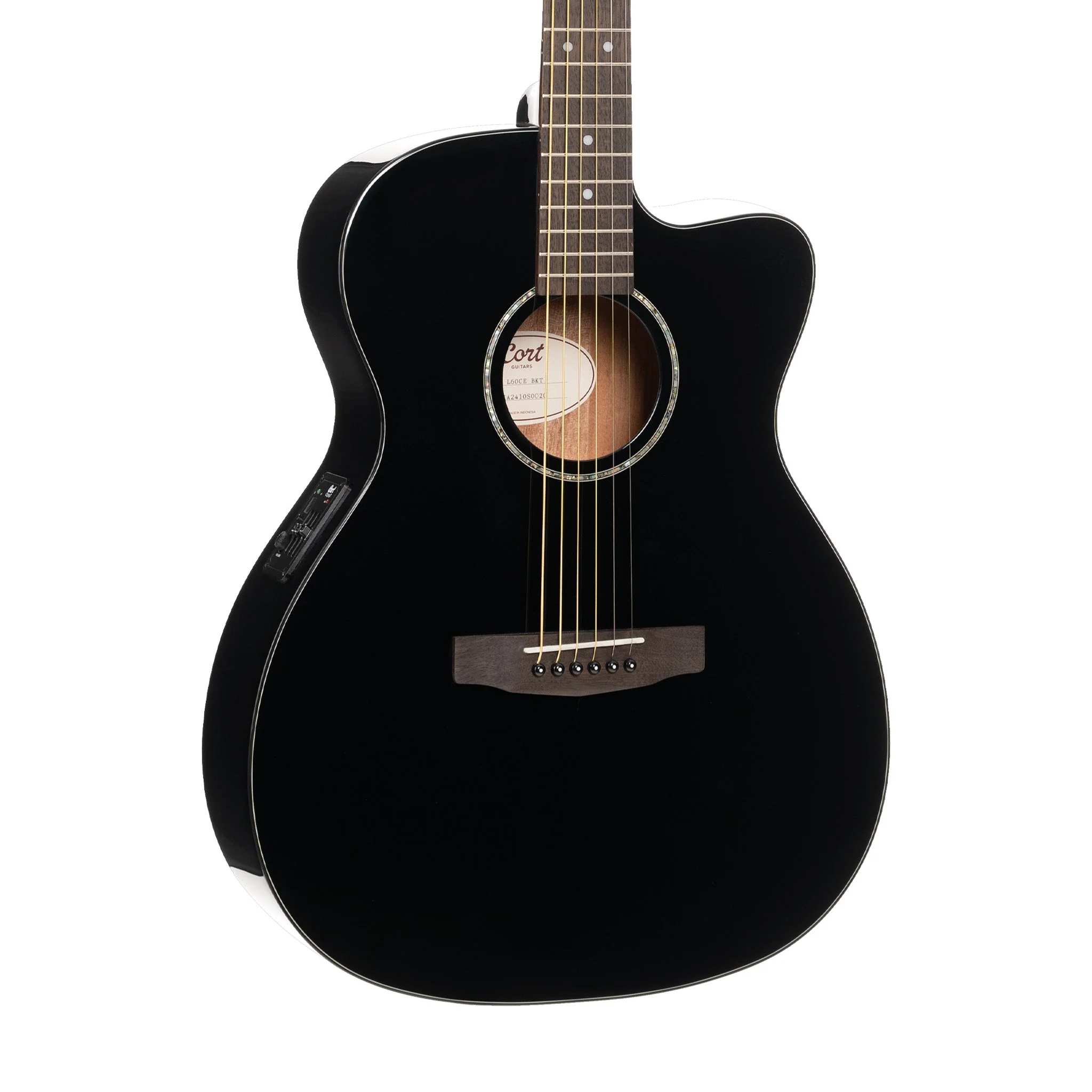 Cort L60CE-BK Acoustic Guitar, Black - Image 4