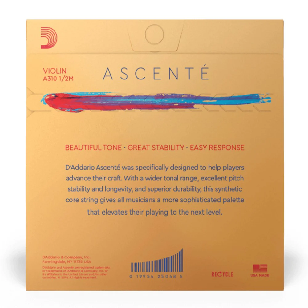 D’Addario A310 1/2M Ascente Violin String Set, 1/2 Scale, Medium Tension - Image 5