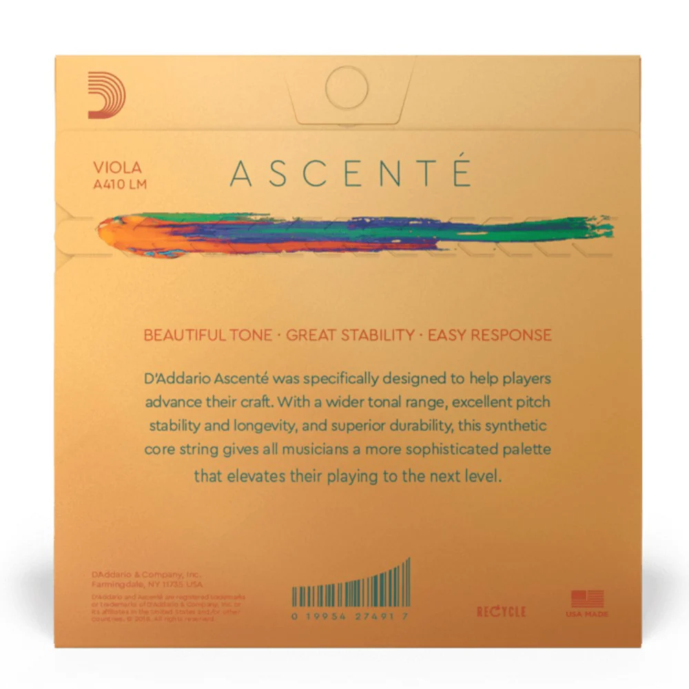 D’Addario A410 LM Ascente Viola String Set, Long Scale, Medium Tension - Image 3