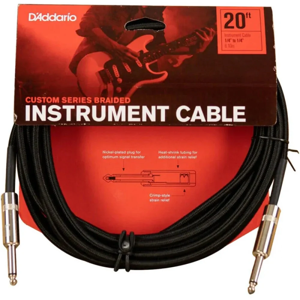 D’addario Braided Instrument Cables Black, 20ft - Image 2