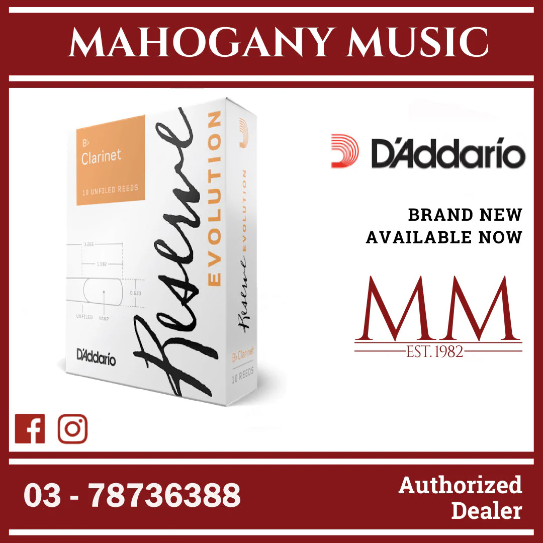 D’Addario DCE10355 Reserve Evolution Bb Clarinet Reeds, Strength 3.5+, 10-Pack