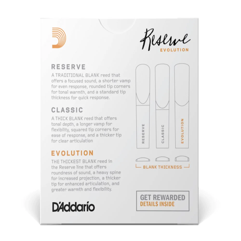 D’Addario DCE10355 Reserve Evolution Bb Clarinet Reeds, Strength 3.5+, 10-Pack - Image 3