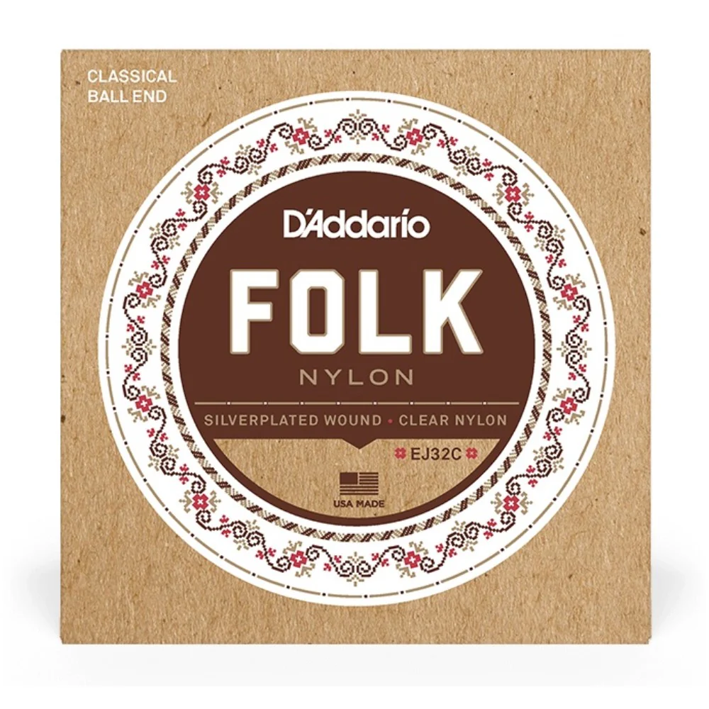D'Addario EJ32C Silver-Wound/Clear Nylon Classical Guitar Strings, Normal Tension Ball End - Image 2