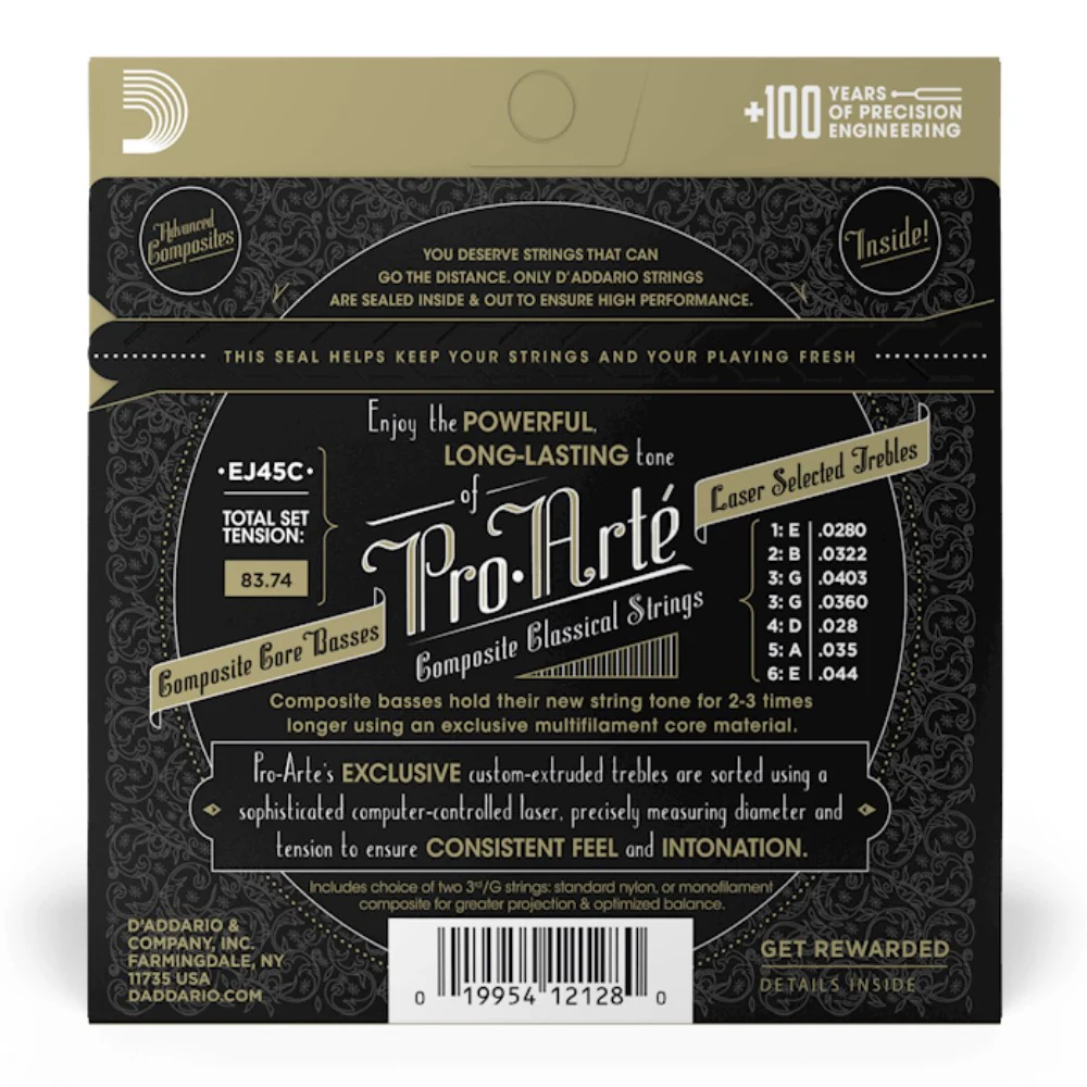 D'Addario EJ45C Pro-Arté Composite Core Classical Guitar Strings, Normal Tension - Image 4