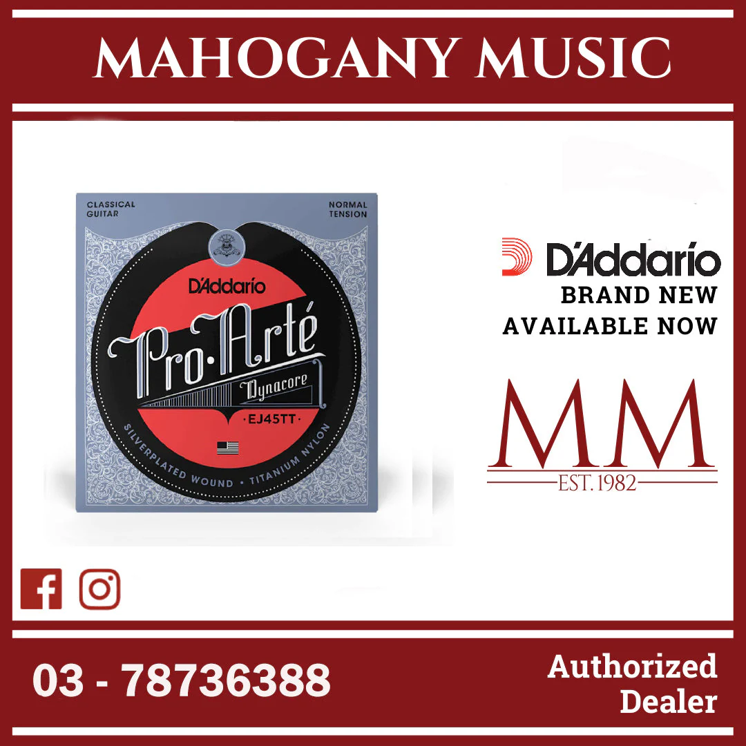 D'Addario EJ45TT Pro-Arté Dynacore Classical Guitar Strings, Titanium Trebles, Normal Tension