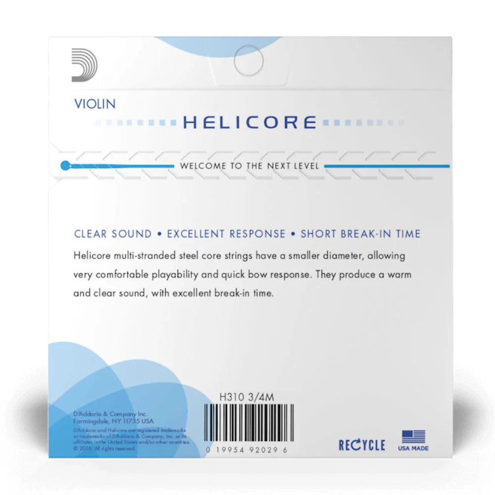 D’Addario H310 3/4M Helicore Violin String Set, 3/4 Scale, Medium Tension - Image 3