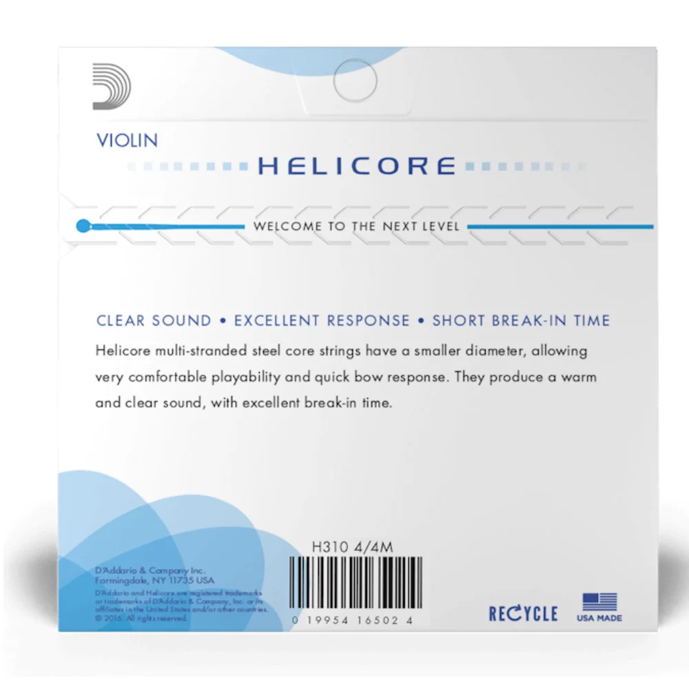 D’Addario H310 4/4M Helicore Violin String Set, 4/4 Scale, Medium Tension - Image 3
