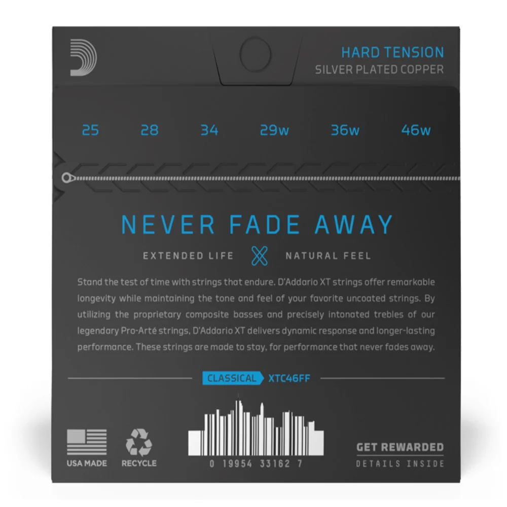 D'Addario XTC46FF Silver Plated Copper Coated Classical Guitar Strings, Hard Tension - Image 3