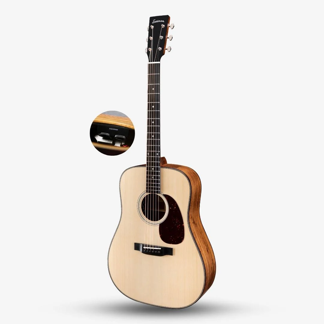Eastman E3De Dreadnought Solid Sitka Spruce Top & Solid Ovangkol Back & Sides w/ Fishman Sonitone - Natural / E3-De-NAT - Image 2