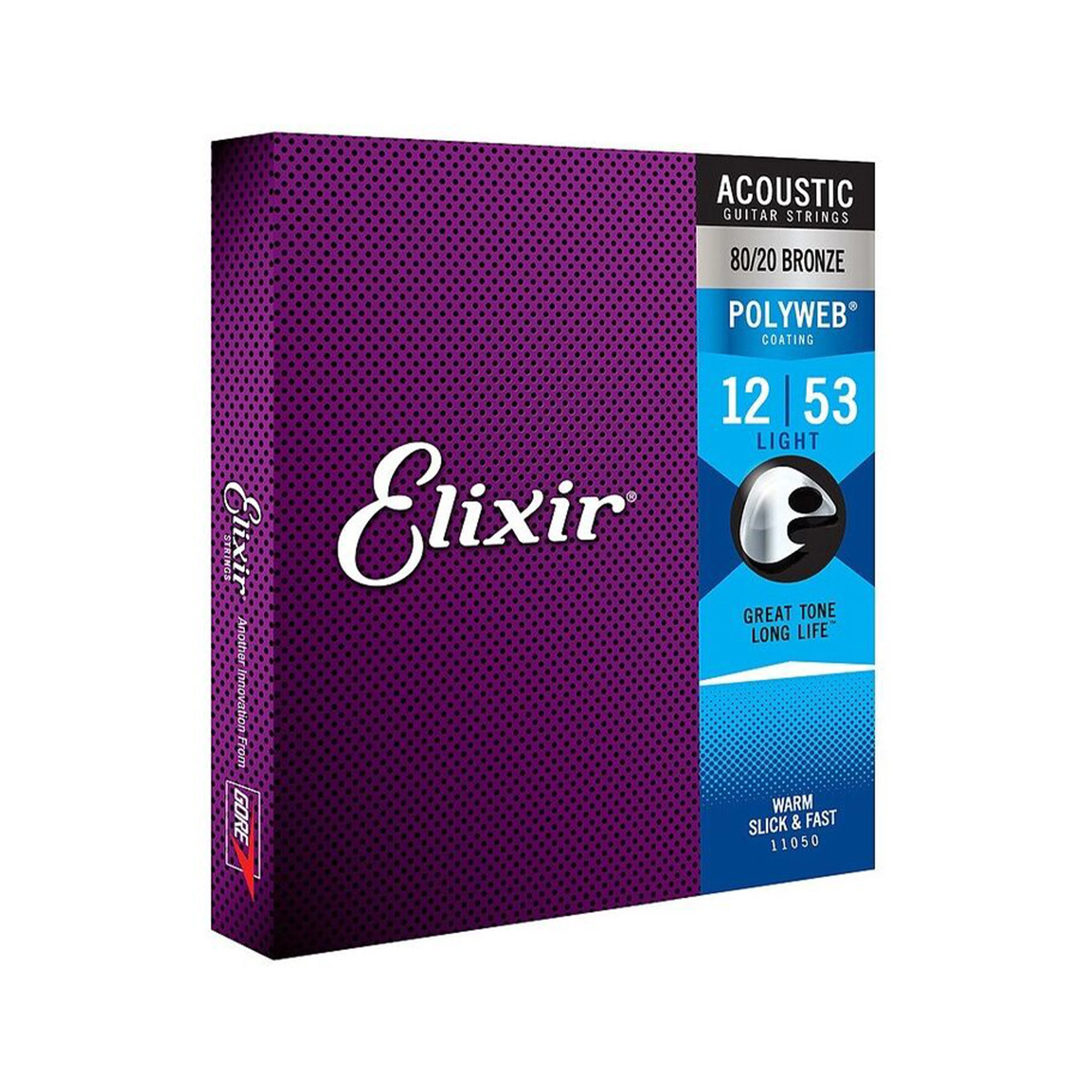Elixir 11050 Polyweb 80/20 Bronze Acoustic Guitar Strings, Light, 12-53 - Image 3