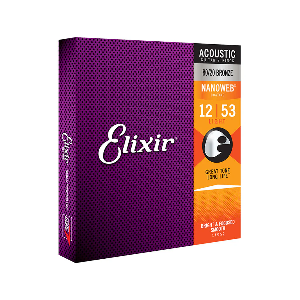 Elixir 11052 Nanoweb 80/20 Bronze Acoustic Guitar Strings, Light, 12-53 - Image 3