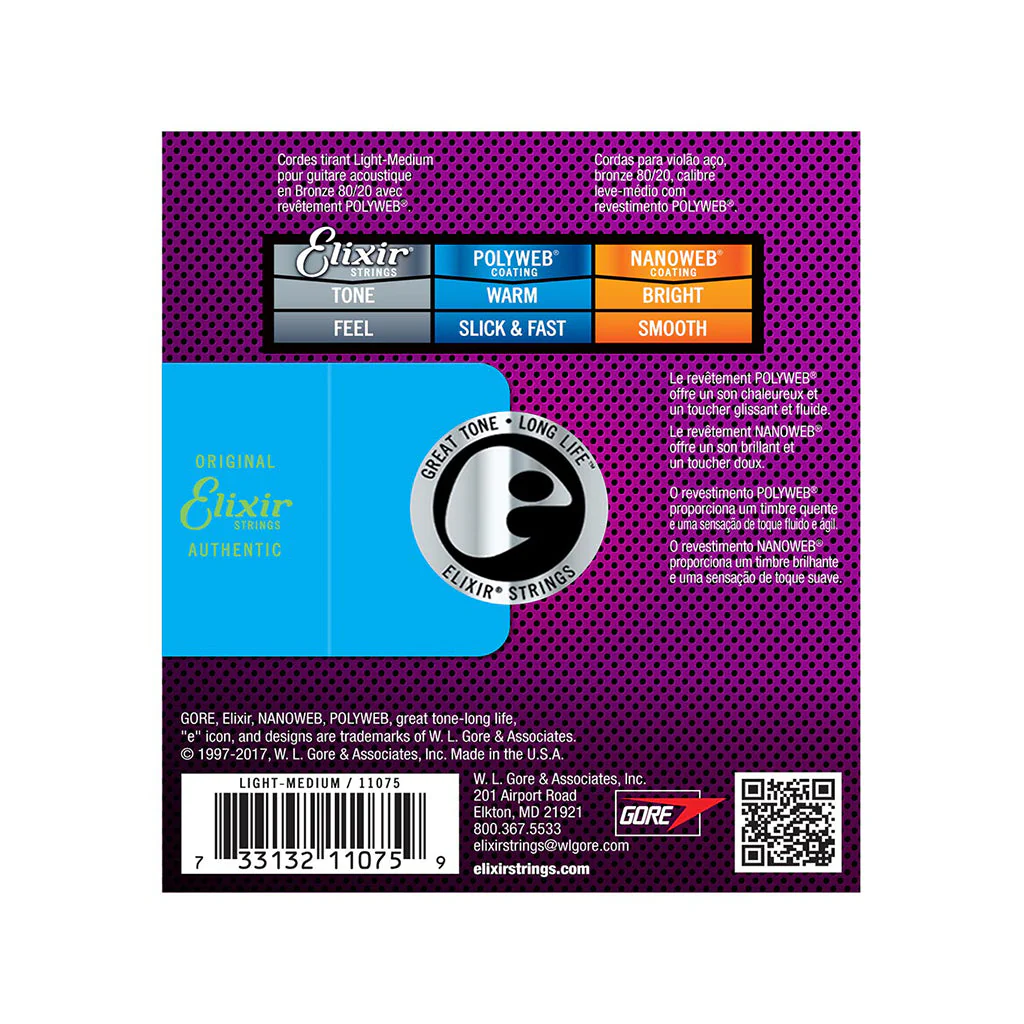 Elixir 11075 Polyweb 80/20 Bronze Acoustic Guitar Strings 12 - 56 - Image 2