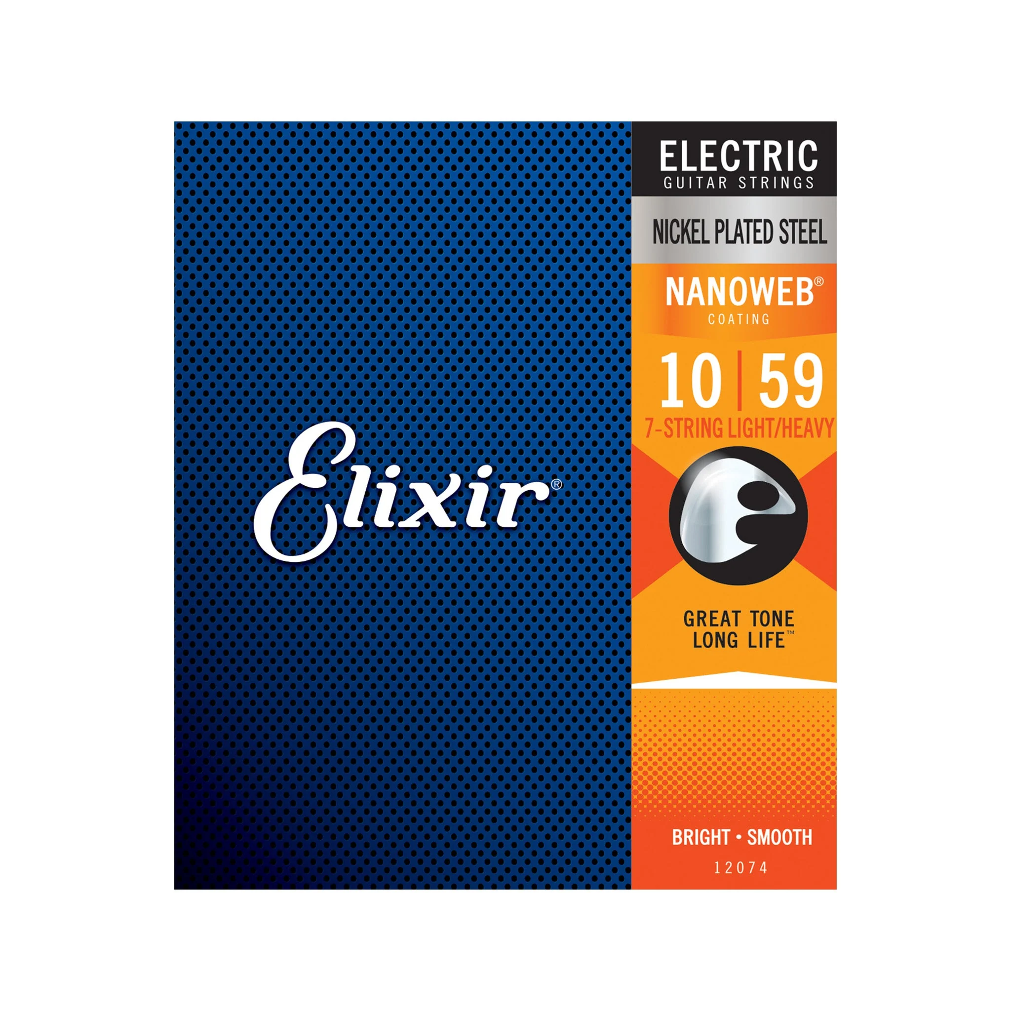 Elixir 12074 Nanoweb Light-Heavy 7-String Electric Guitar Strings, 10-59