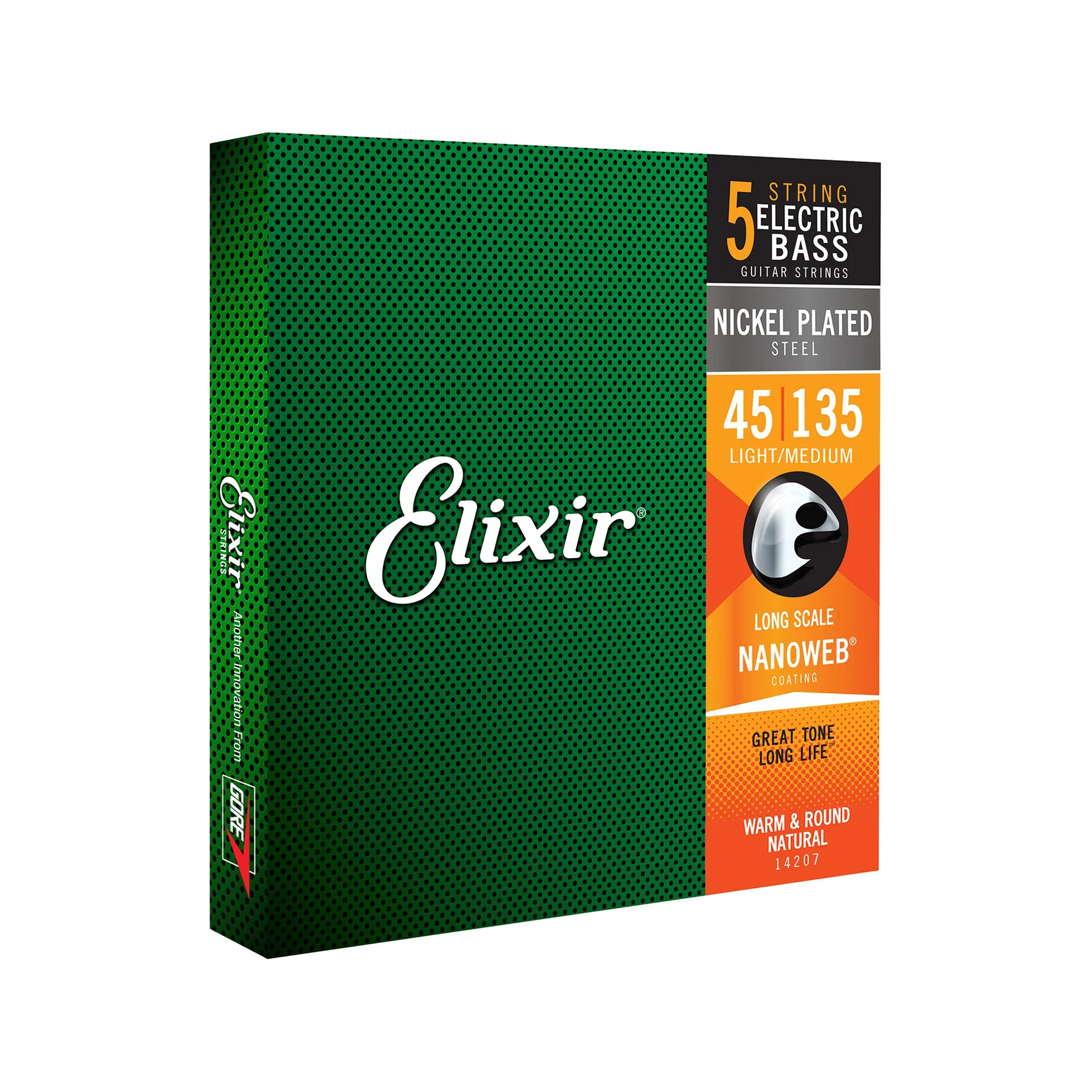 Elixir 14207 Nanoweb Light/Med Long Scale 5-String Electric Bass Strings 45-135 - Image 2