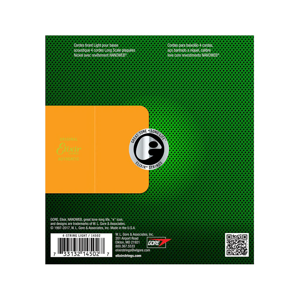Elixir 14502 80/20 Bronze 4-String Acoustic Bass Strings 045 - 100 - Image 2