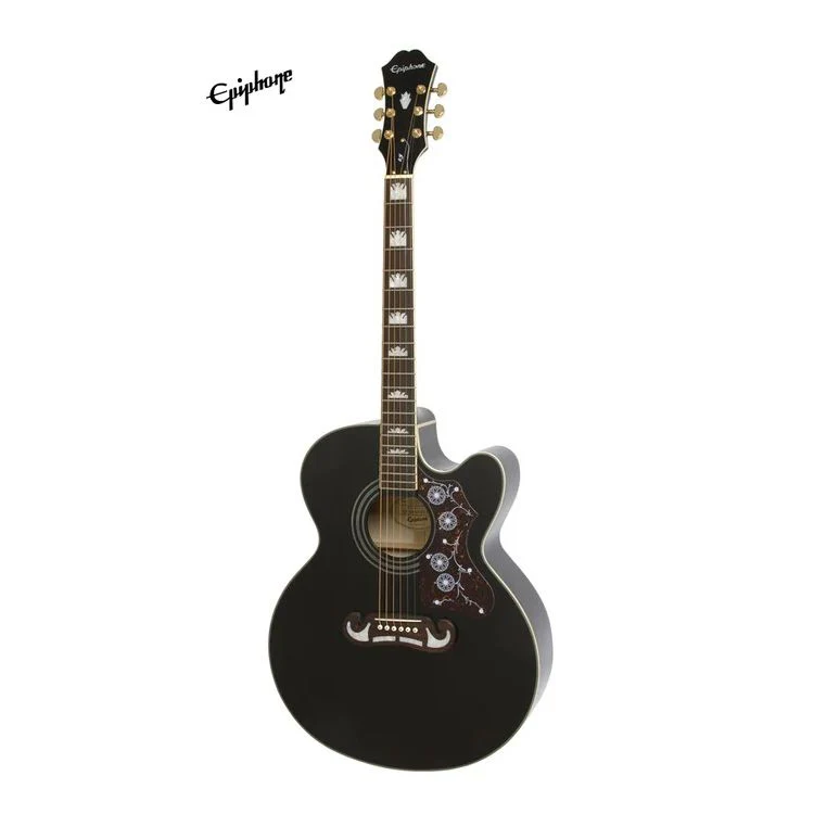 Epiphone J-200 EC Studio Acoustic-Electric Guitar - Black - Image 3