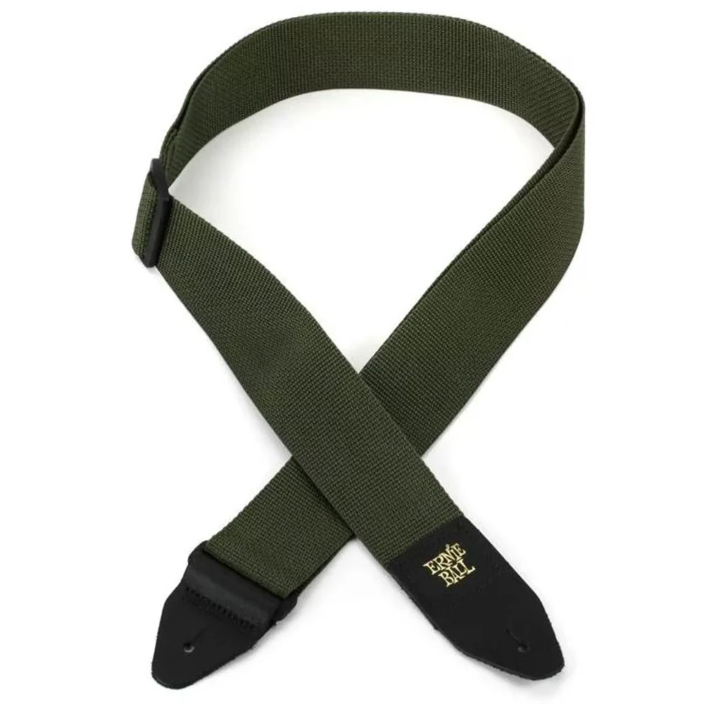 Ernie Ball P04048 Polypro Guitar Strap with Leather Ends, Olive - Image 3