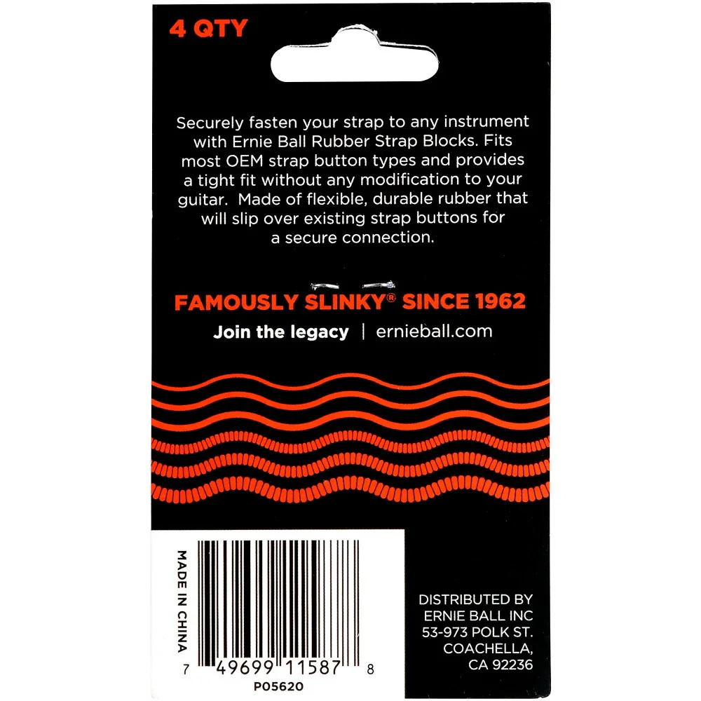 Ernie Ball P05620 Strap Blocks, Red, 4-Pack - Image 2