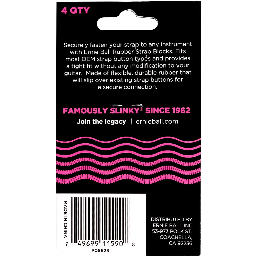 Ernie Ball P05623 Strap Blocks, Pink, 4-Pack - Image 2