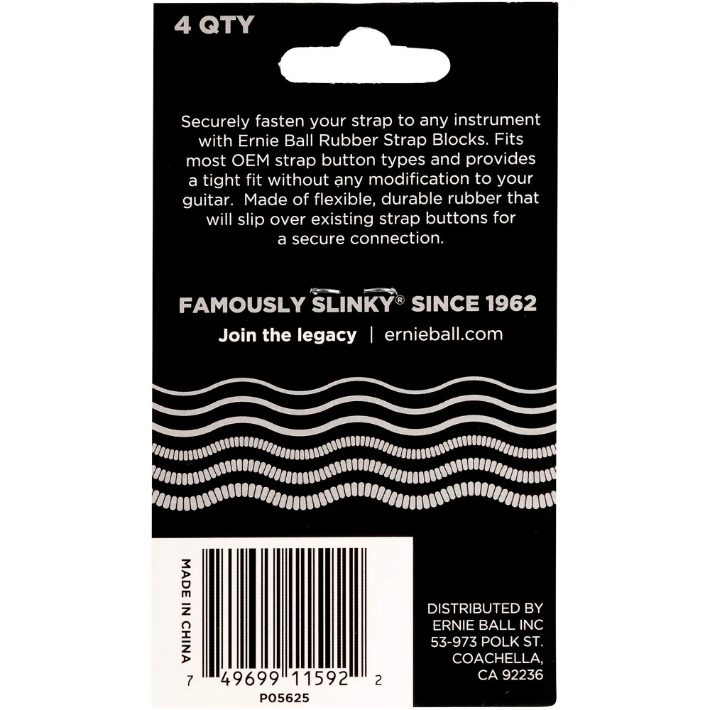 Ernie Ball P05625 Strap Blocks, Gray, 4-Pack - Image 2