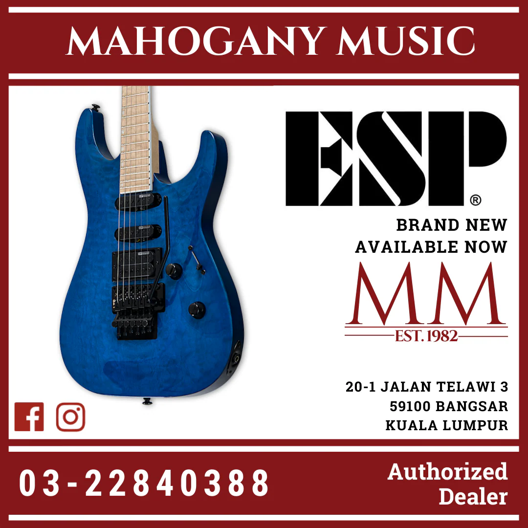 ESP LTD MH-203QM See Thru Blue Electric Guitar - Image 2