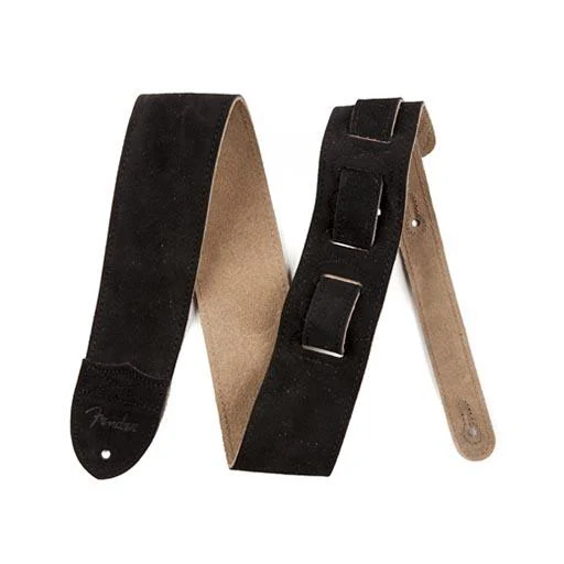 Fender 2 1/2 inch Strap Suede Electric Guitar Strap, Black