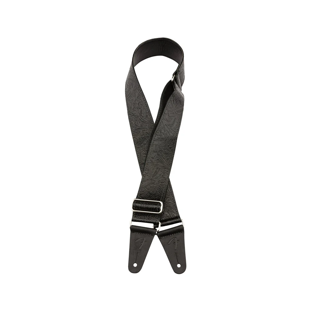 Fender 2inch Tooled Leather Guitar Strap, Black - Image 3