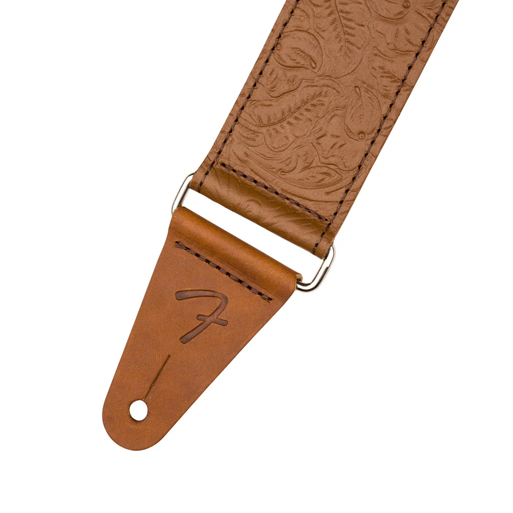 Fender 2inch Tooled Leather Guitar Strap, Brown - Image 2