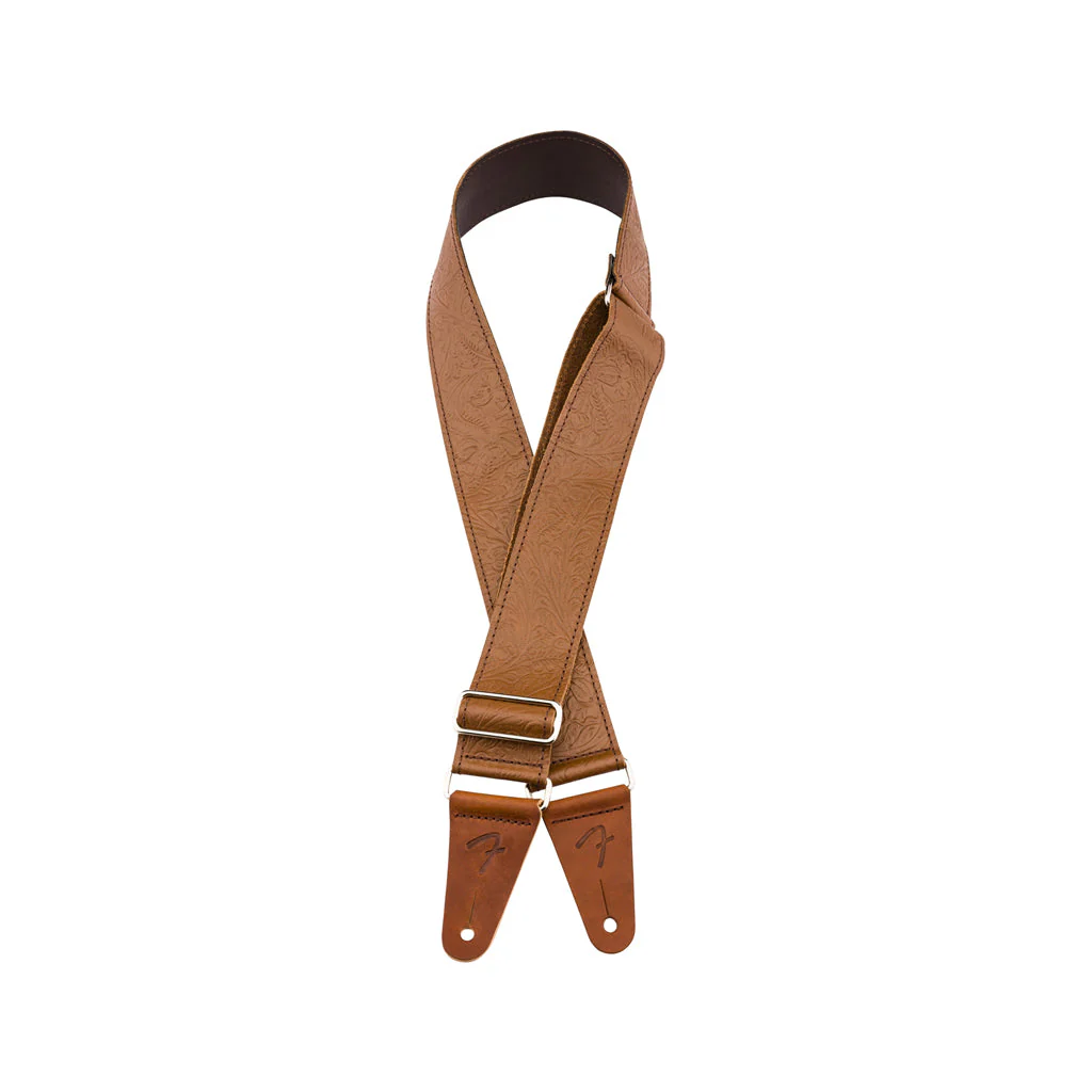 Fender 2inch Tooled Leather Guitar Strap, Brown - Image 3