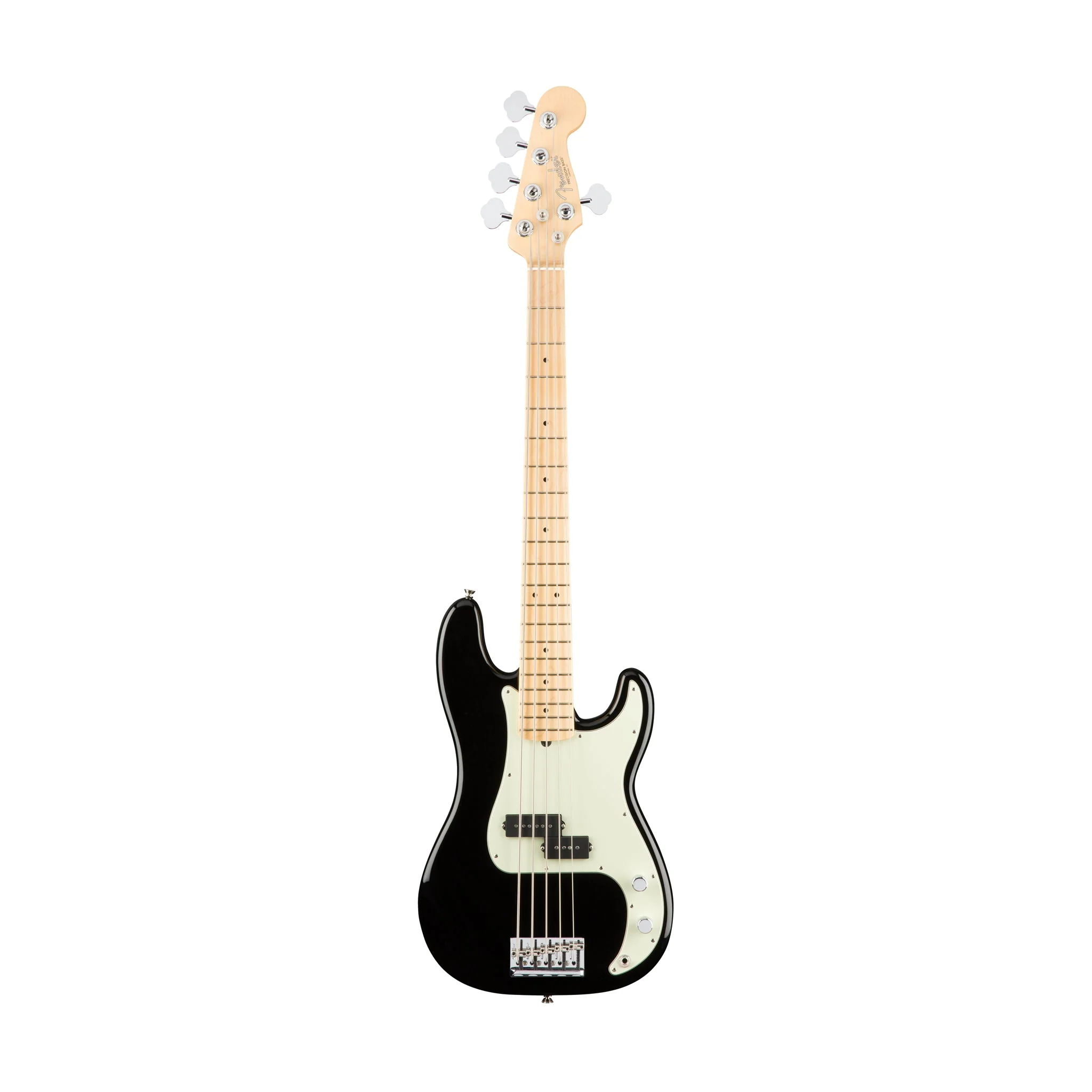 Fender American Professional 5-String Precision Bass Guitar, Maple FB, Black - Image 2