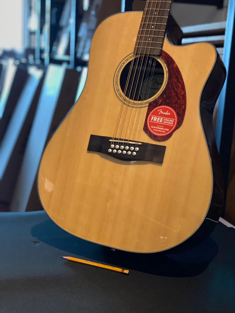 Fender CD-140SCE Dreadnought 12 String Acoustic Guitar w/Cutaway & Electronics & Case, Natural - Image 3