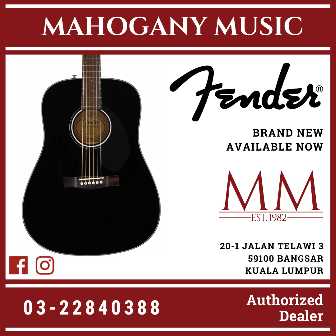 Fender CD-60S Dreadnought Acoustic Guitar, Walnut FB, Black - Image 2