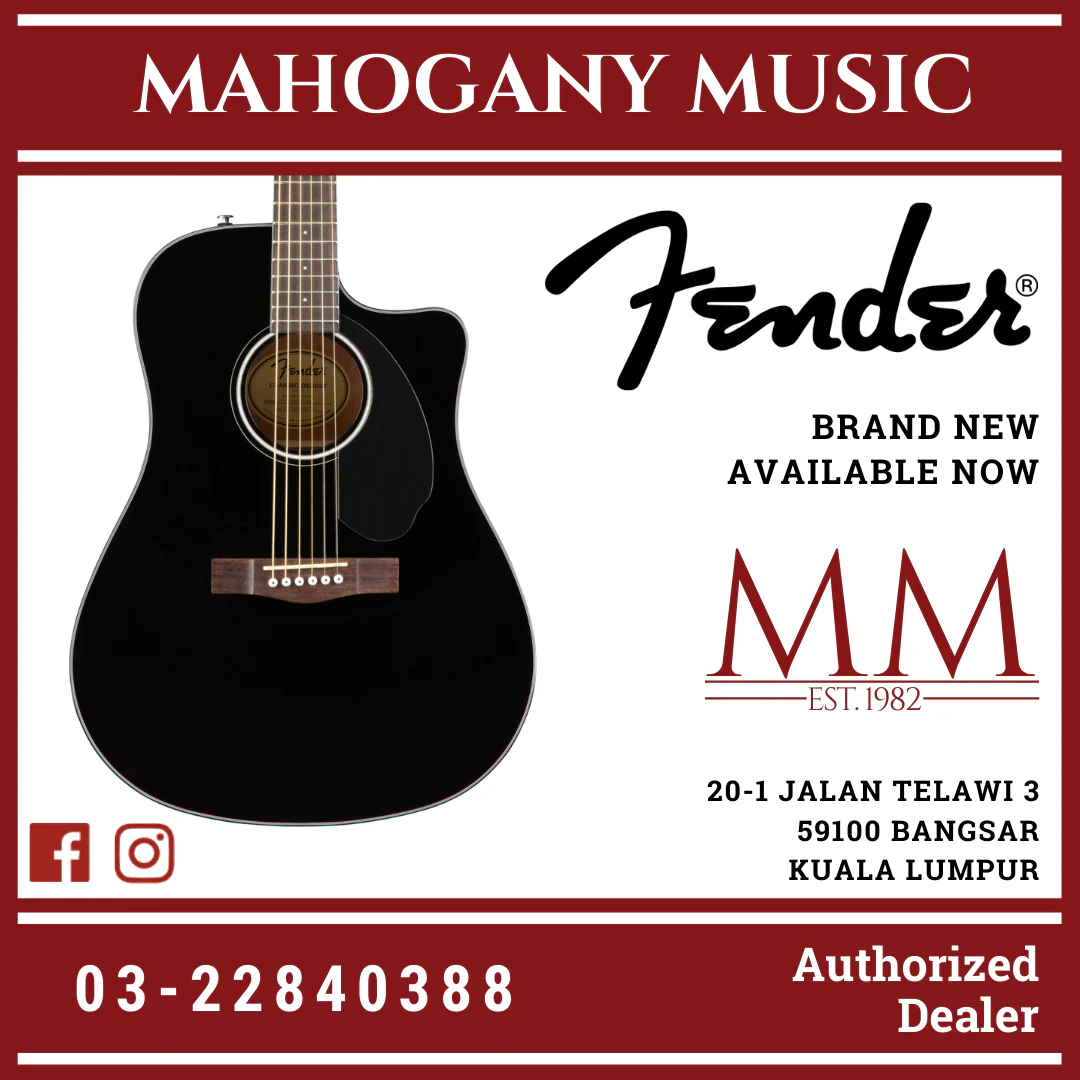 Fender CD-60SCE Dreadnought Acoustic Guitar, Walnut FB, Black - Image 2