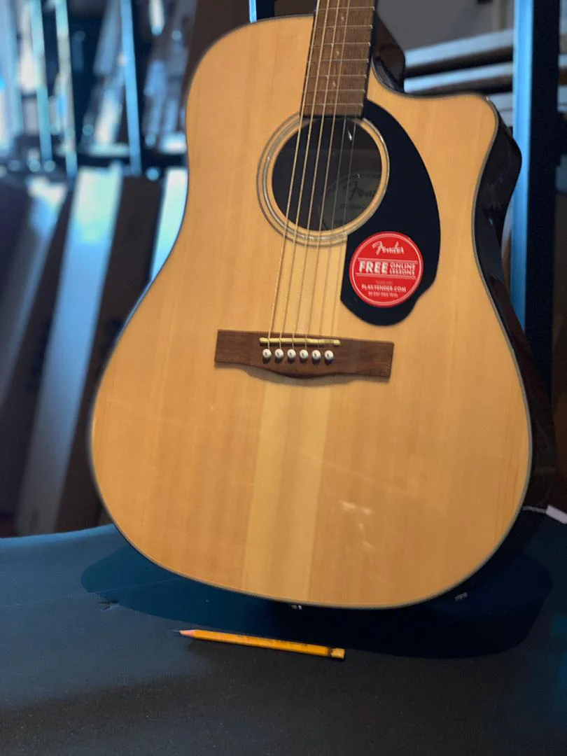 Fender CD-60SCE Dreadnought Acoustic Guitar, Walnut FB, Natural - Image 3