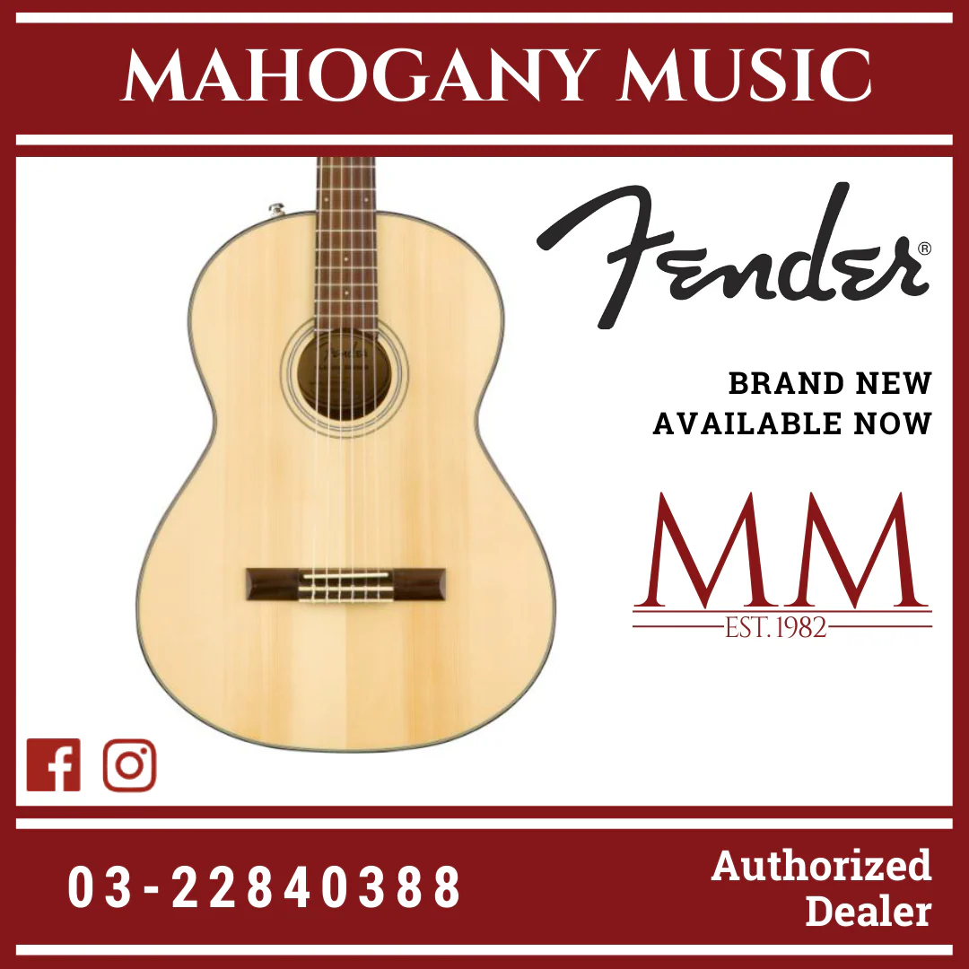 Fender CN-60S Nylon String Classical Guitar, Laurel FB, Natural