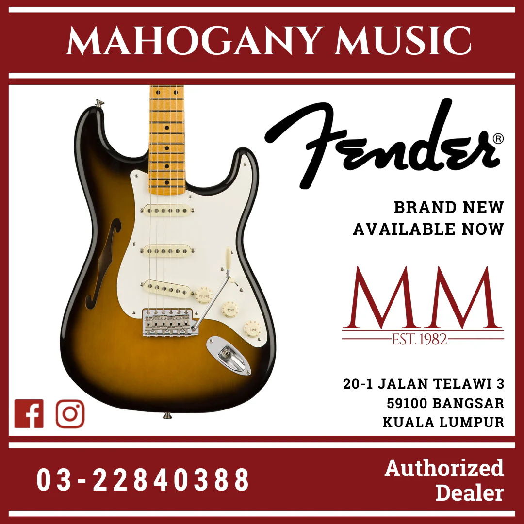 Fender Eric Johnson Thinline Stratocaster Electric Guitar, Maple FB, 2-Tone Sunburst - Image 2