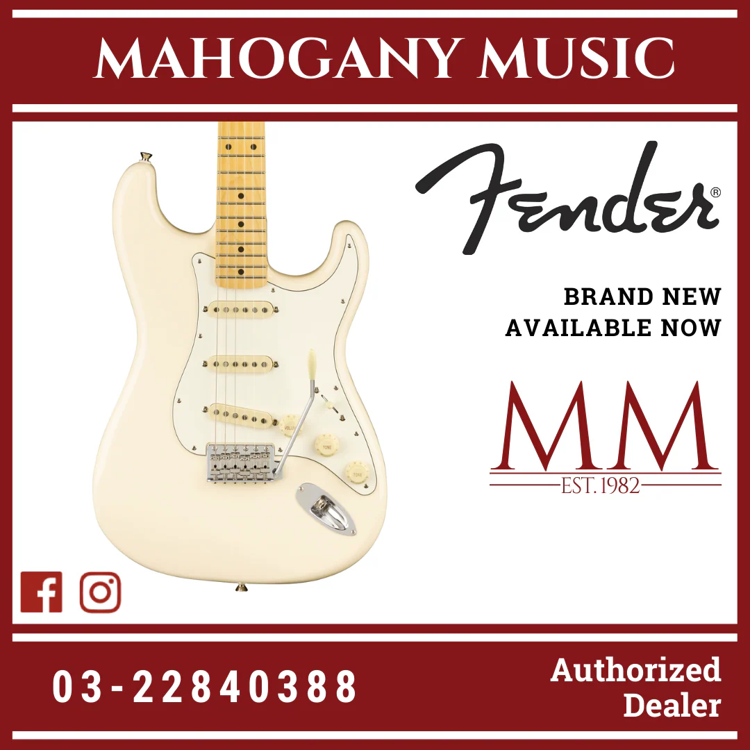 Fender JV Modified 60s Stratocaster Electric Guitar, Maple FB, Olympic White
