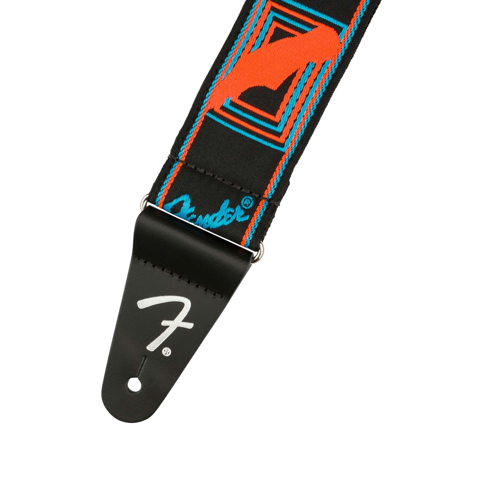 Fender Neon Monogram Guitar Strap, Blue/Orange - Image 2
