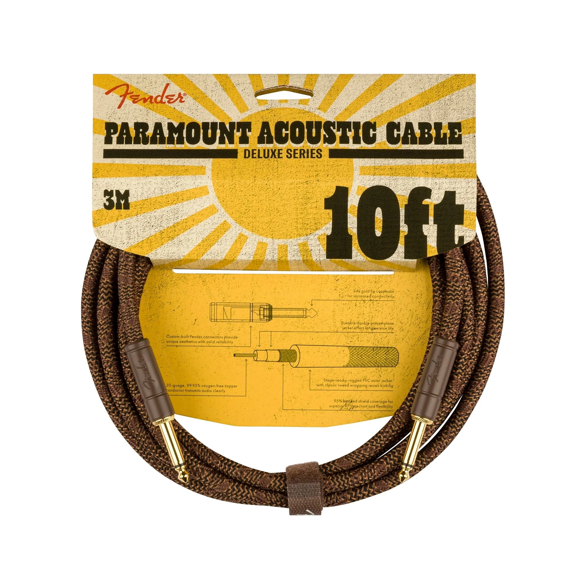 Fender Paramount Acoustic Instrument Cable, 18.6 ft, Brown - Image 2