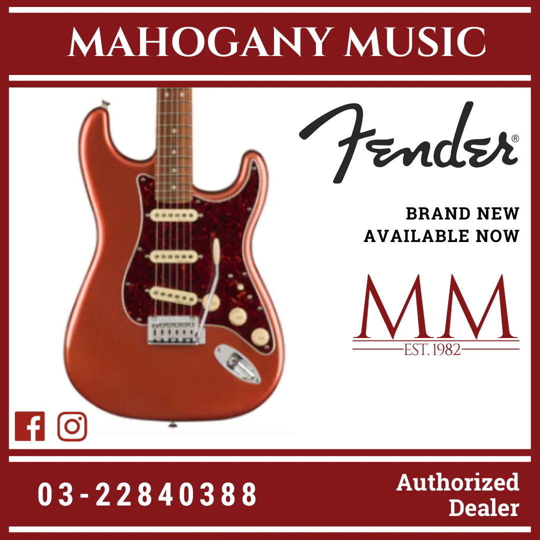 Fender Player Plus Stratocaster Electric Guitar, PF FB, Aged Candy Apple Red