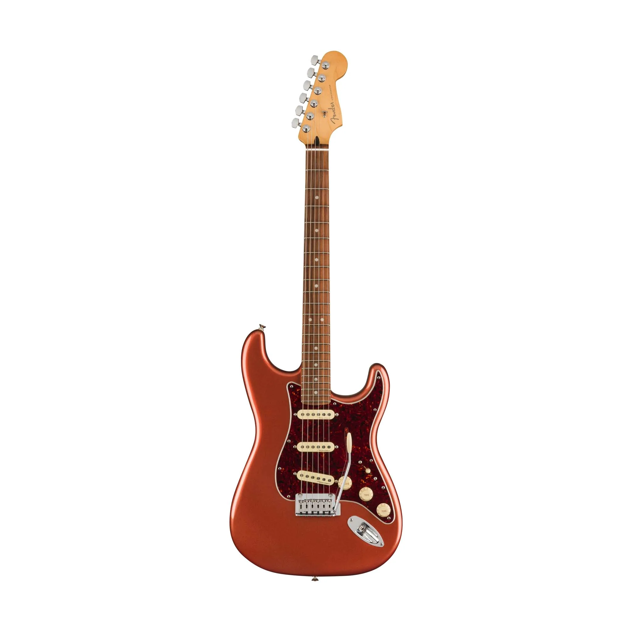 Fender Player Plus Stratocaster Electric Guitar, PF FB, Aged Candy Apple Red - Image 2