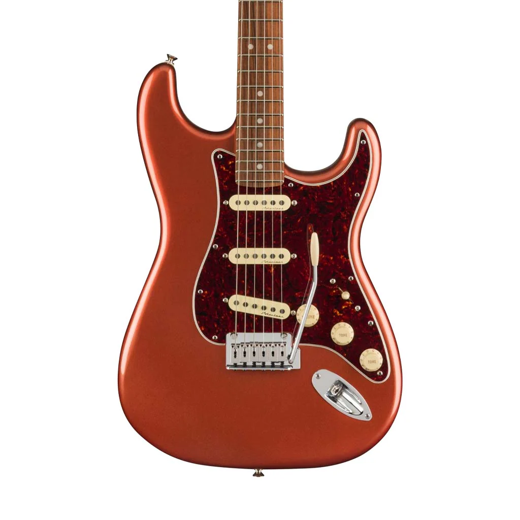 Fender Player Plus Stratocaster Electric Guitar, PF FB, Aged Candy Apple Red - Image 4