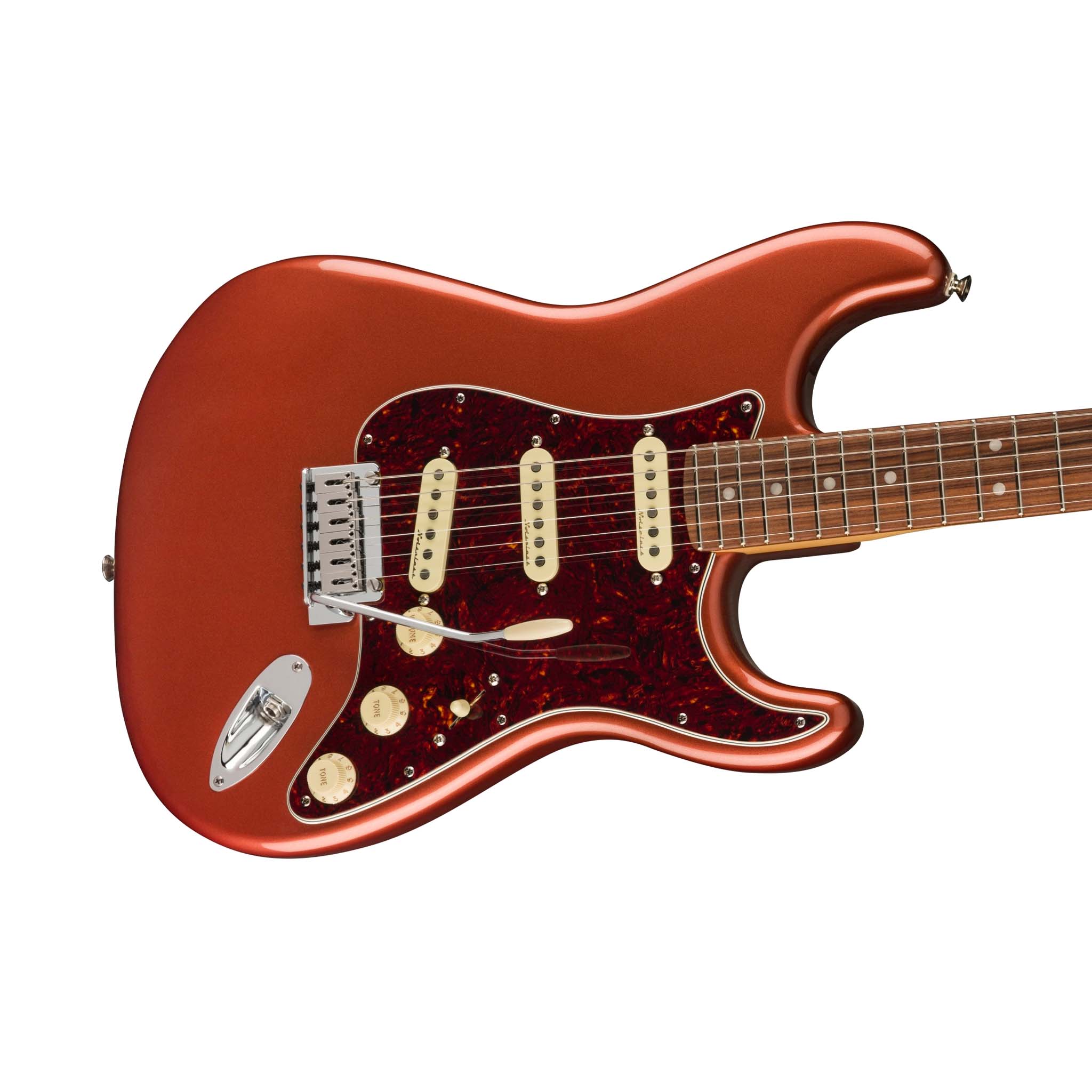 Fender Player Plus Stratocaster Electric Guitar, PF FB, Aged Candy Apple Red - Image 6