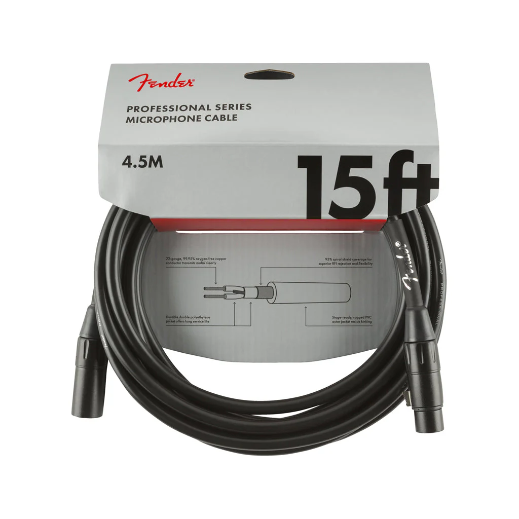 Fender Professional Series Microphone Cable, 15ft, Black