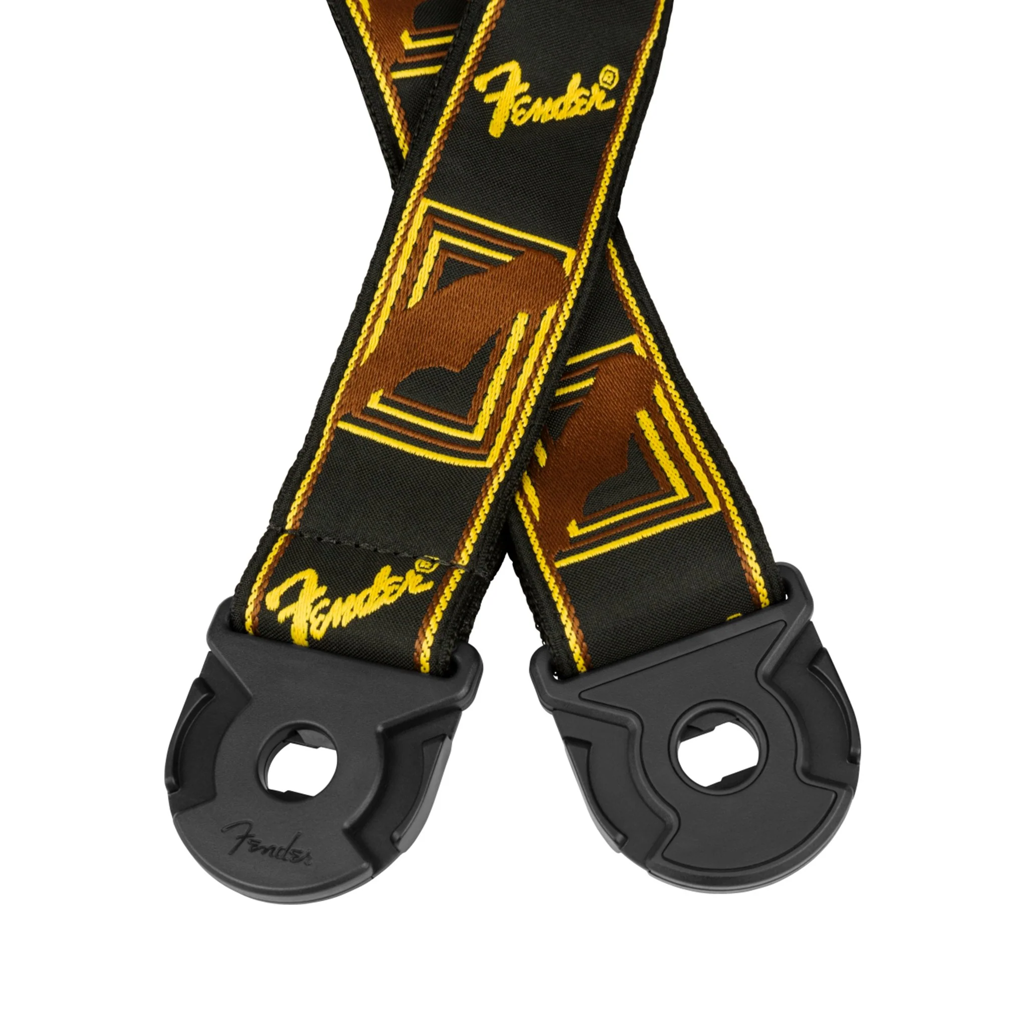 Fender Quickgrip Monogram Guitar Strap, Black/Yellow/Brown - Image 2