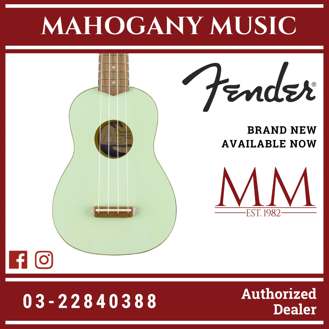 Fender Venice Soprano Ukulele, Seafoam Green