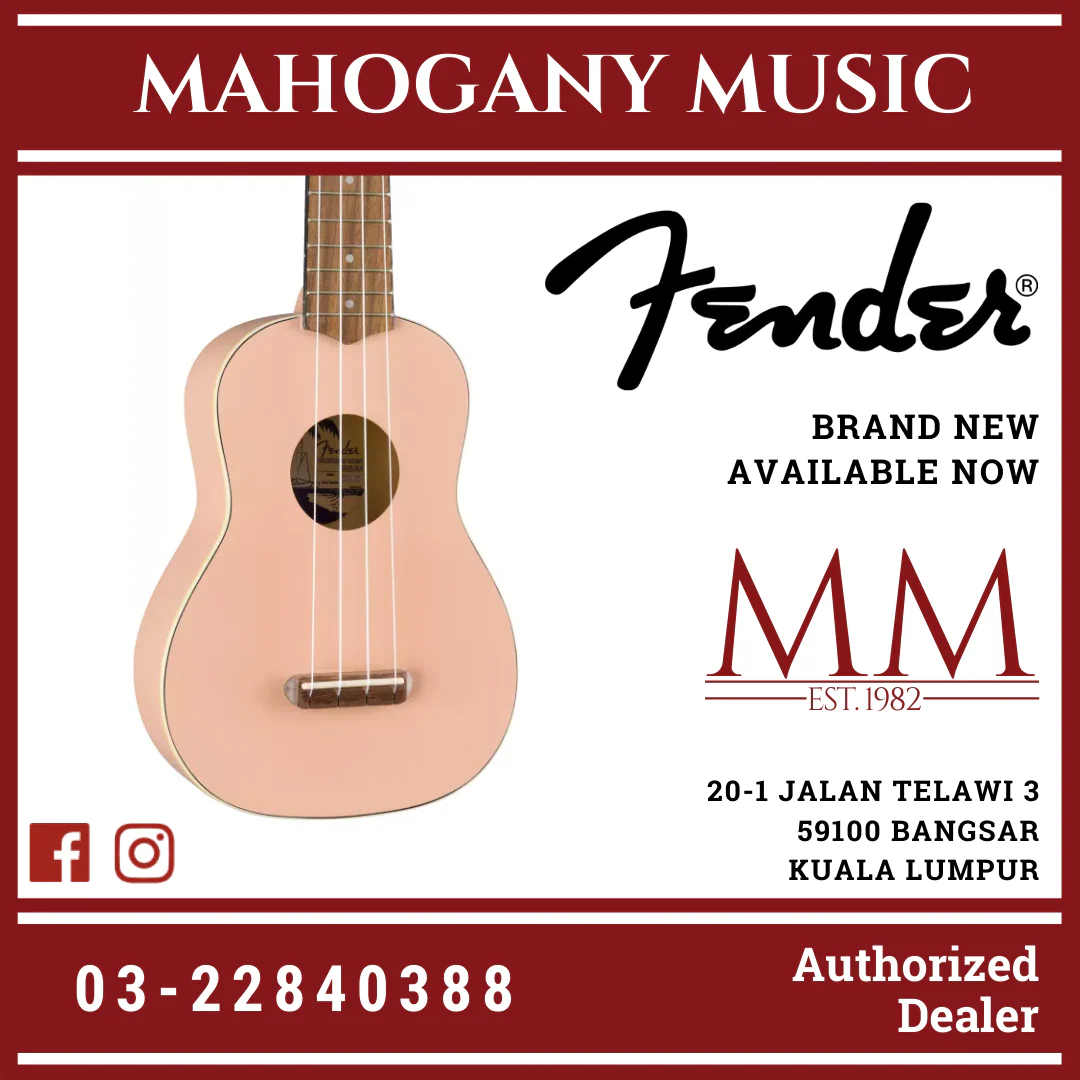 Fender Venice Soprano Ukulele, Walnut FB, Shell Pink - Image 2